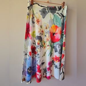 Nally & Millie Floral Watercolor Midi Skirt - Made in USA - Size Medium